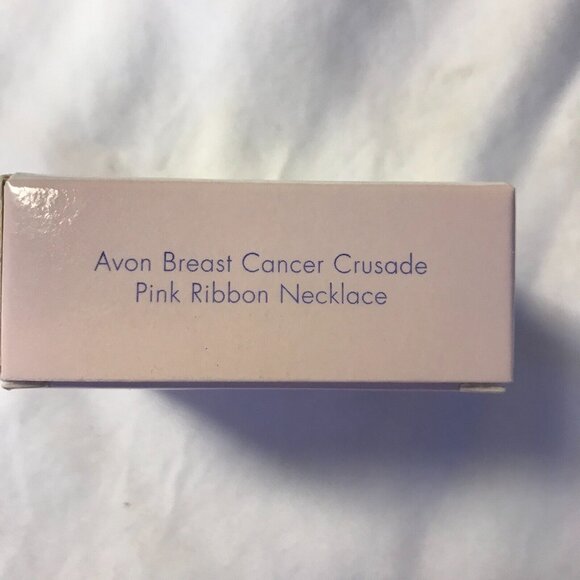 Avon  Breast Cancer Crusade Pink Ribbon Rhinestone Necklace 2004‎ Silver Tone - Picture 2 of 7